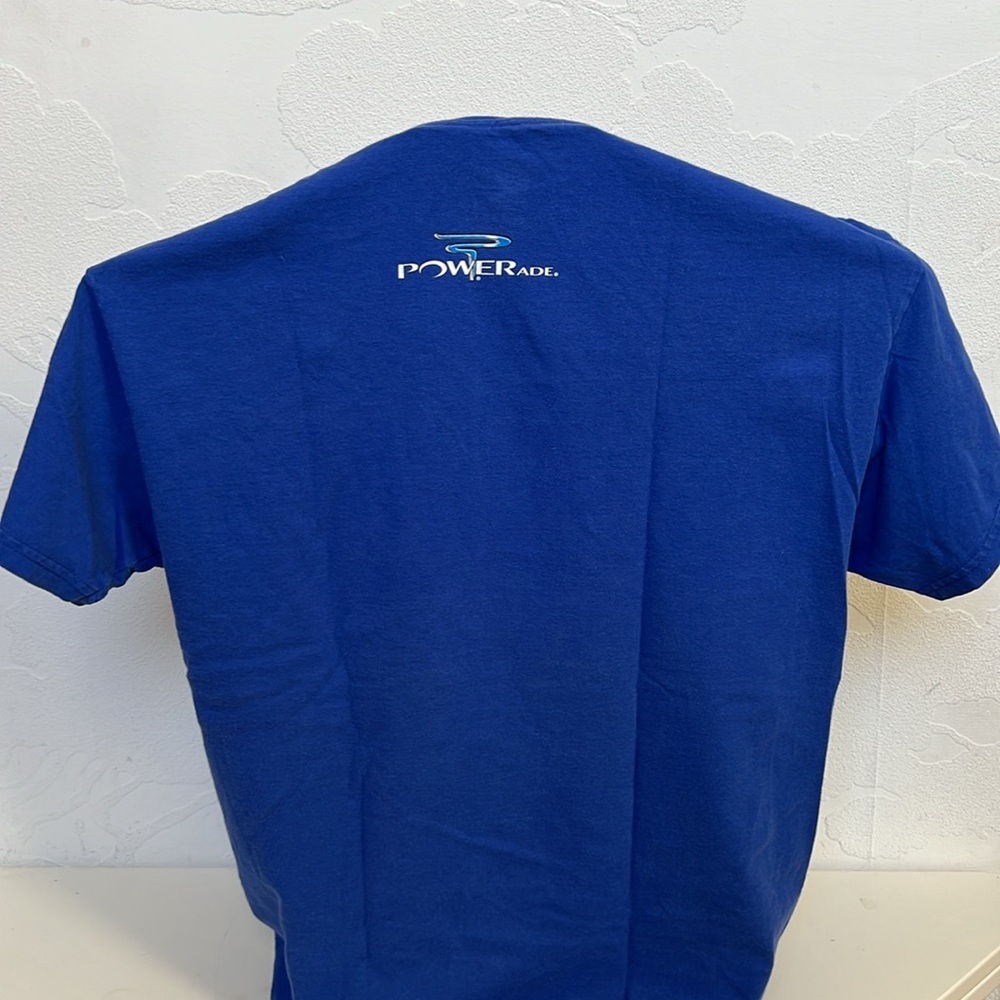 POWERADE Men’s Hanes Blue White Graphic Logo Short Sleeve T Shirt Size M - Picture 3 of 7
